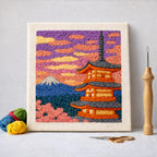 Punch Needle – Pagoda at Japanese Sunset