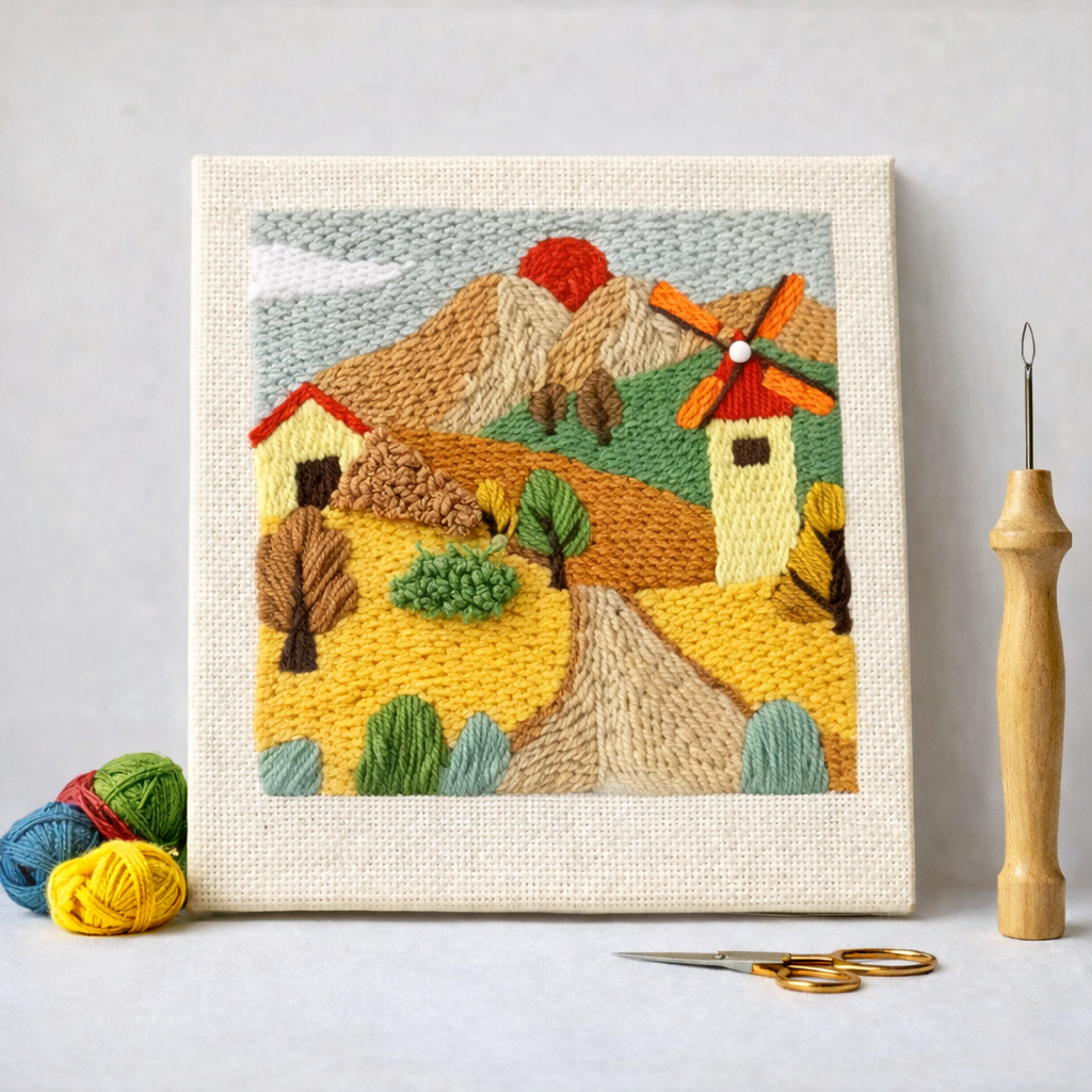 Punch Needle – Golden Village in the Mountains