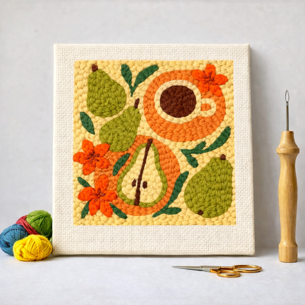 Punch Needle – Pears and Morning Coffee