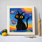 Punch Needle – Cat in Colorful Space