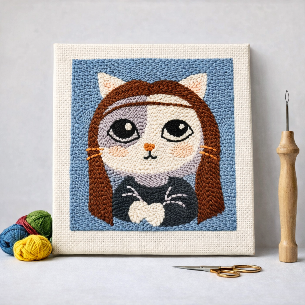 Punch Needle – Kitten with Hair