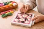 Punch Needle – Delicate Blossom in Blue and Pink