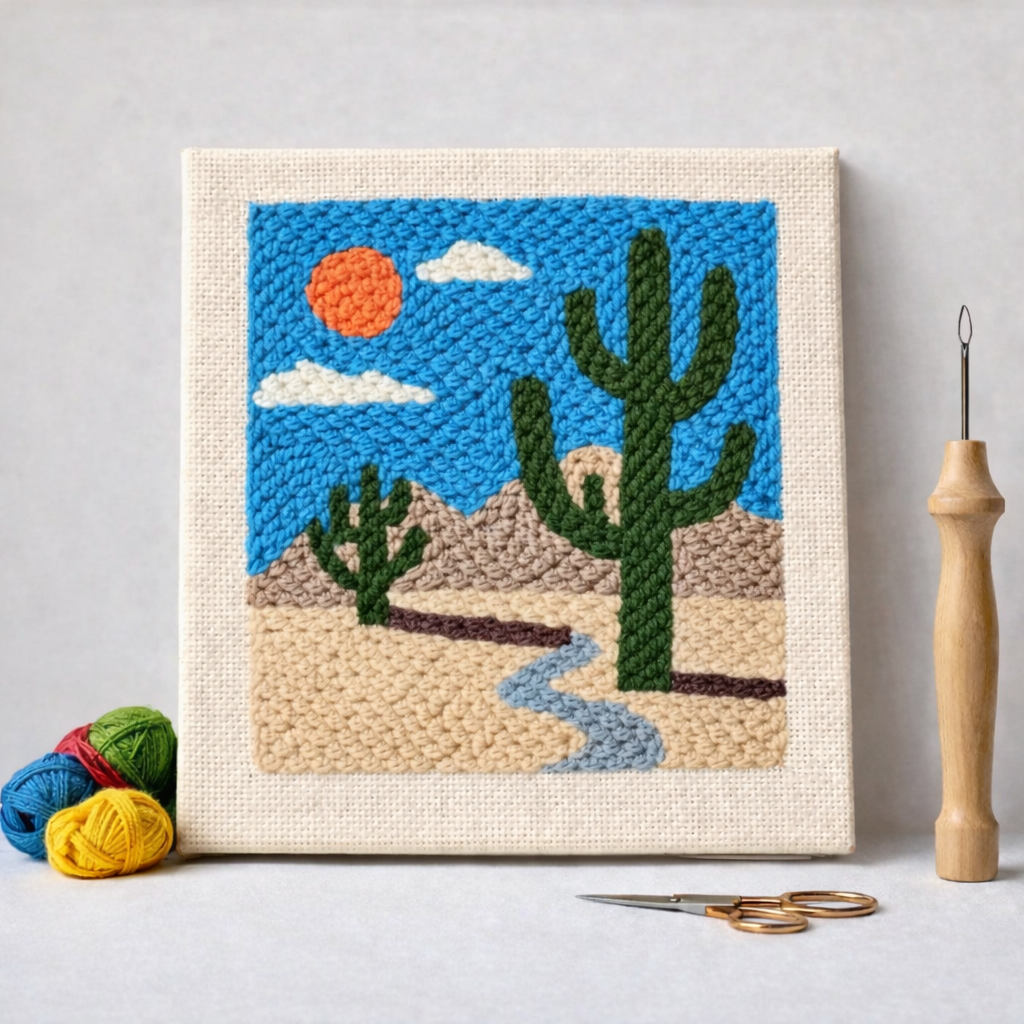 Punch Needle – Desert Landscape with Cacti