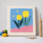 Punch Needle – Yellow Tulips in Blue Sky
