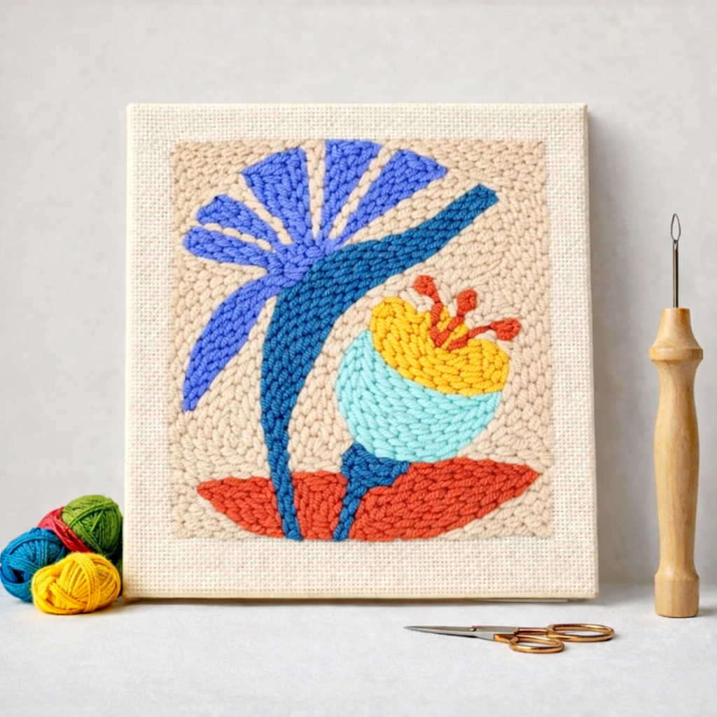 Punch Needle – Tropical Bird and Colorful Plant