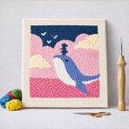 Punch Needle – Whale at Pink Sunset