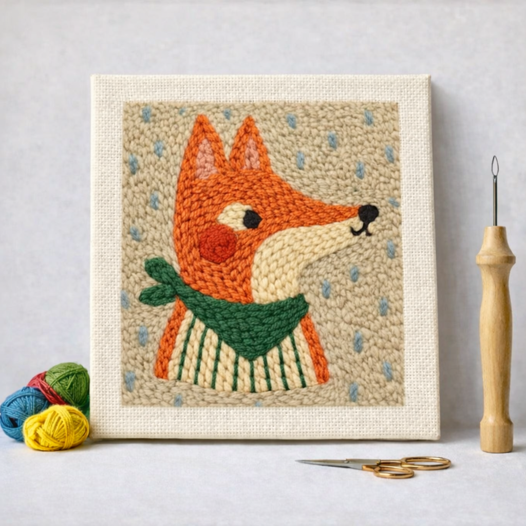 Punch Needle – Fox with a Scarf