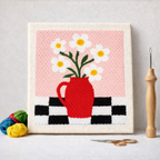 Punch Needle – Flowers in a Red Jug