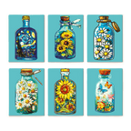 6 Mini Paintings - Colorful Bottles Set