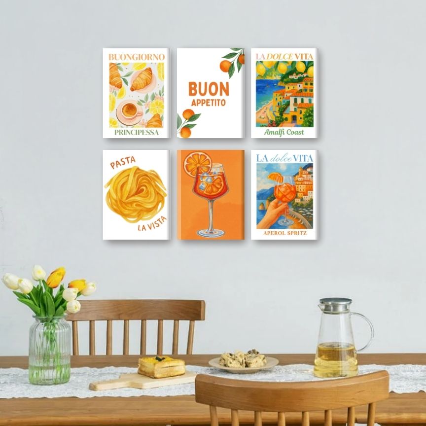 6 Mini Paintings - Italian Buon Appetito set