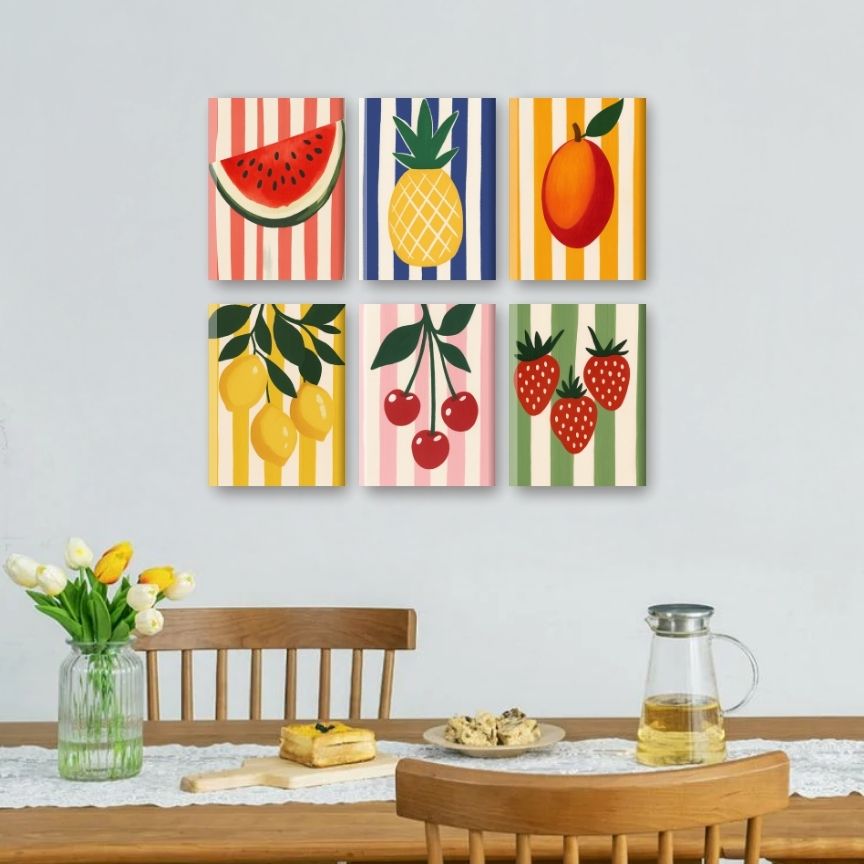 6 Mini Paintings - Fruit Set