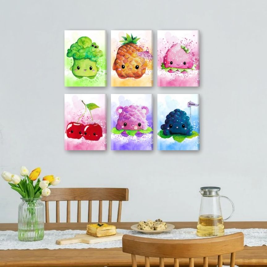 6 Mini Paintings | Kawaii Foods Set - By Tiny Tami