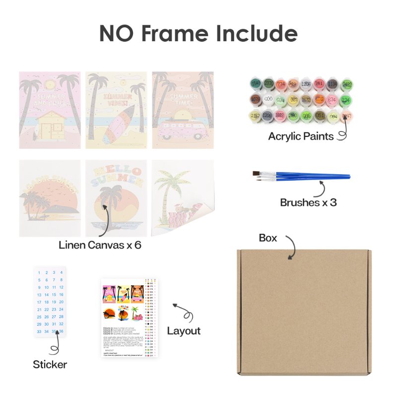 6 Mini Paintings - Summer Set