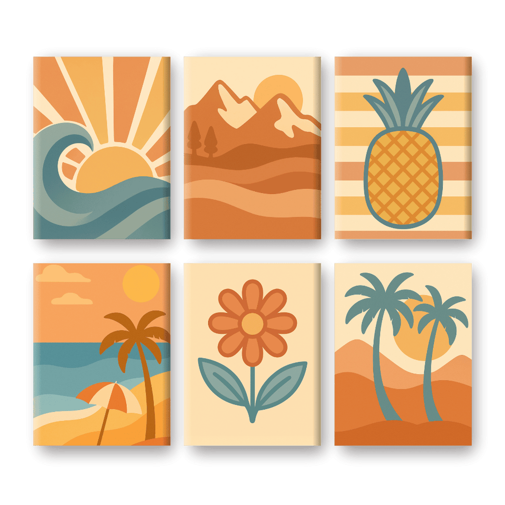 6 Mini Paintings - Retro Summer Set