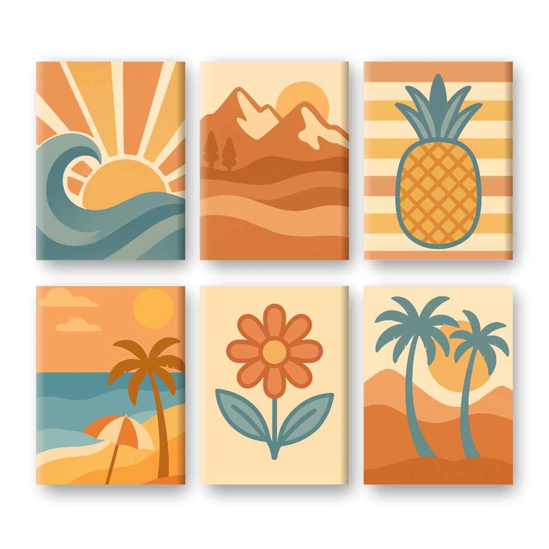 6 Mini Paintings - Retro Summer Set
