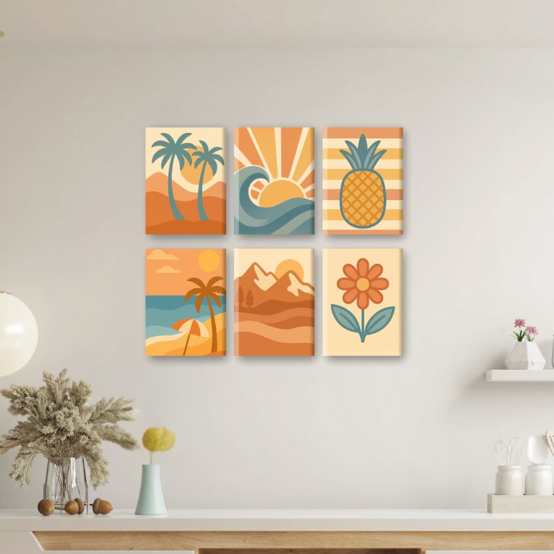 6 Mini Paintings - Retro Summer Set