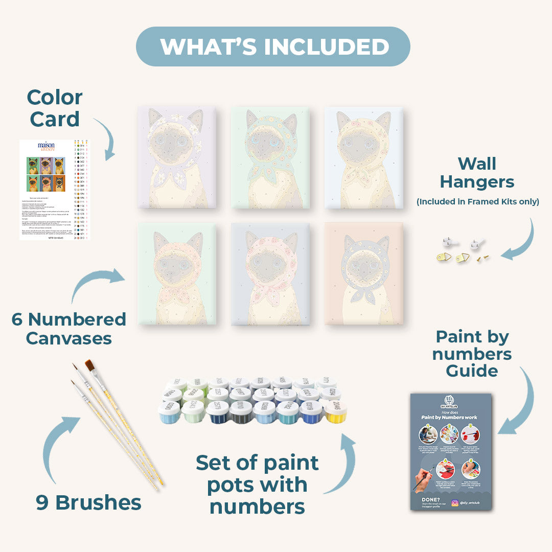 6 Mini Paintings - Cute Cat Set