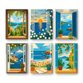 6 Mini Paintings - Colorful Windows Set