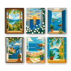 6 Mini Paintings - Colorful Windows Set