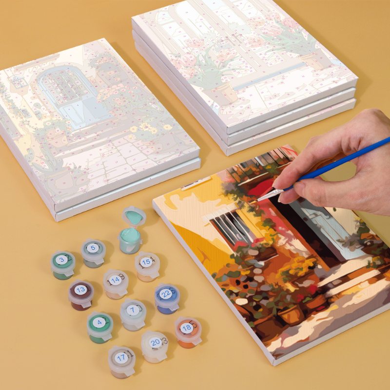 6 Mini Paintings - Colorful Doors Set