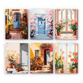 6 Mini Paintings - Colorful Doors Set