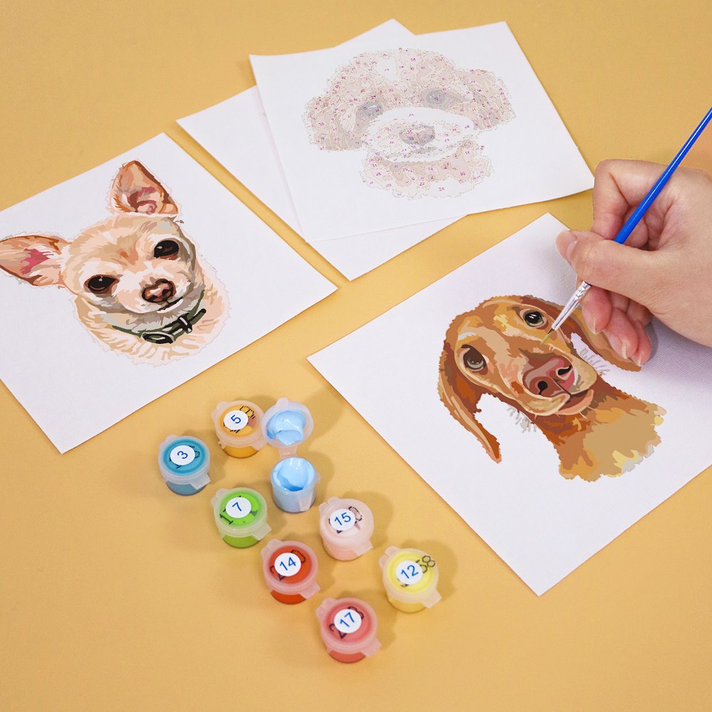 6 Mini Paintings | Dogs Set