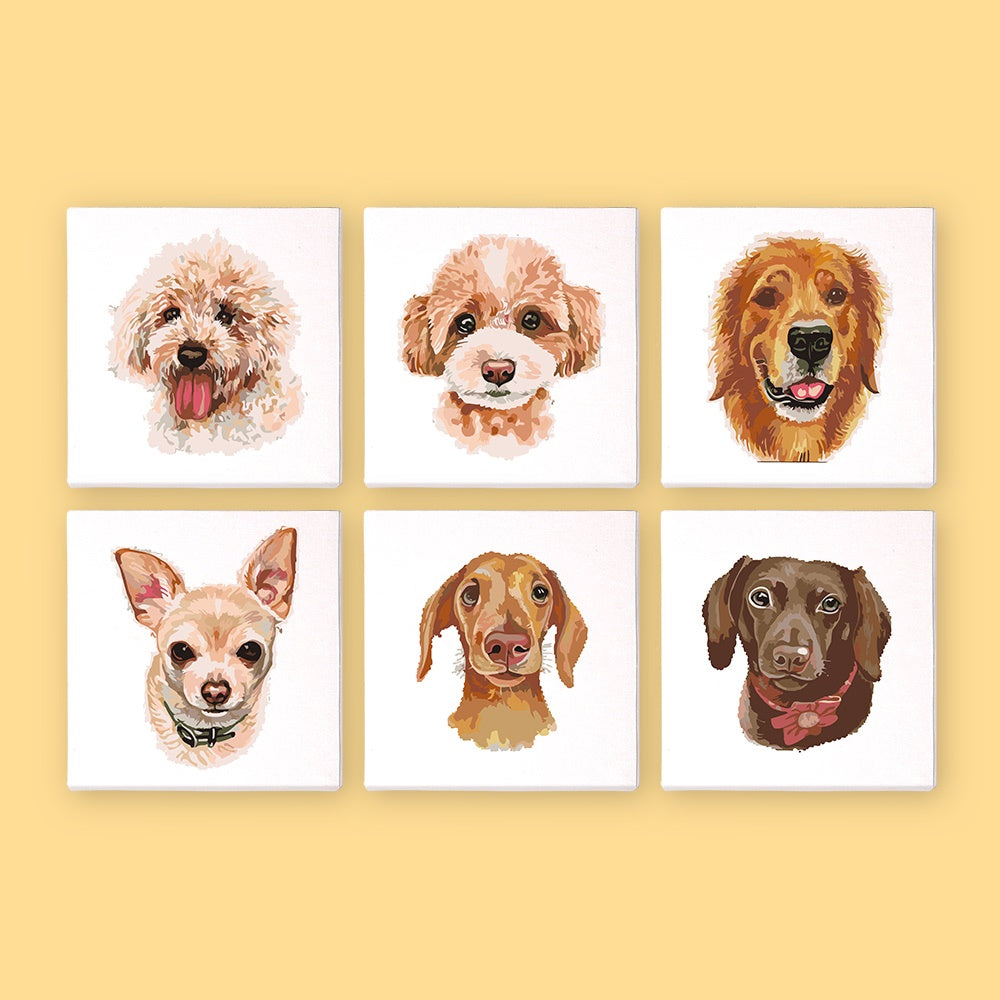 6 Mini Paintings | Dogs Set