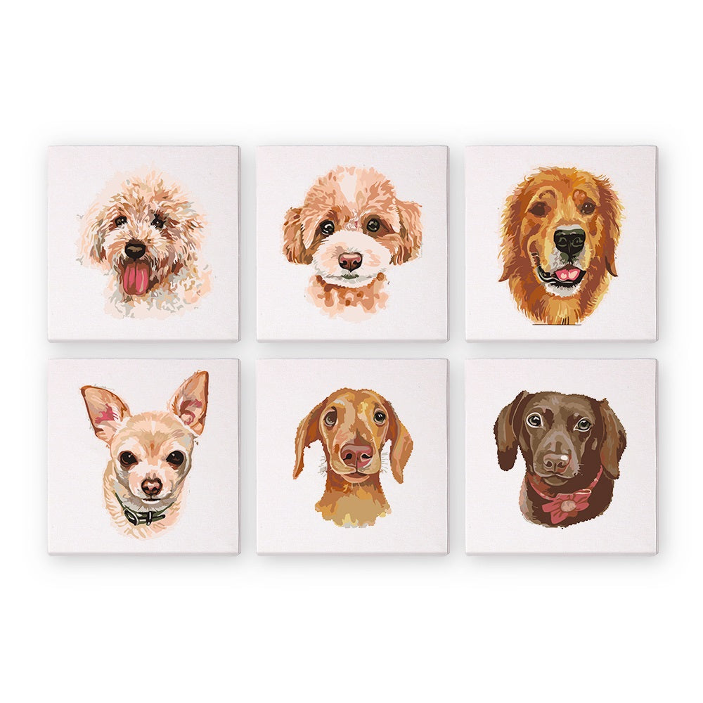 6 Mini Paintings | Dogs Set