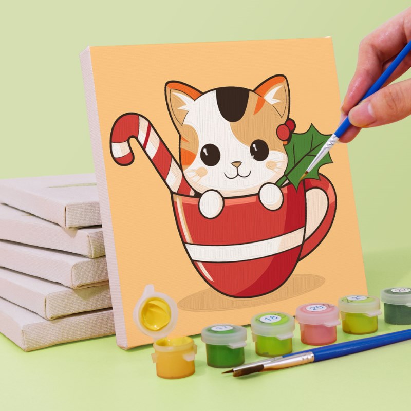 6 Mini Paintings - Christmas Cats