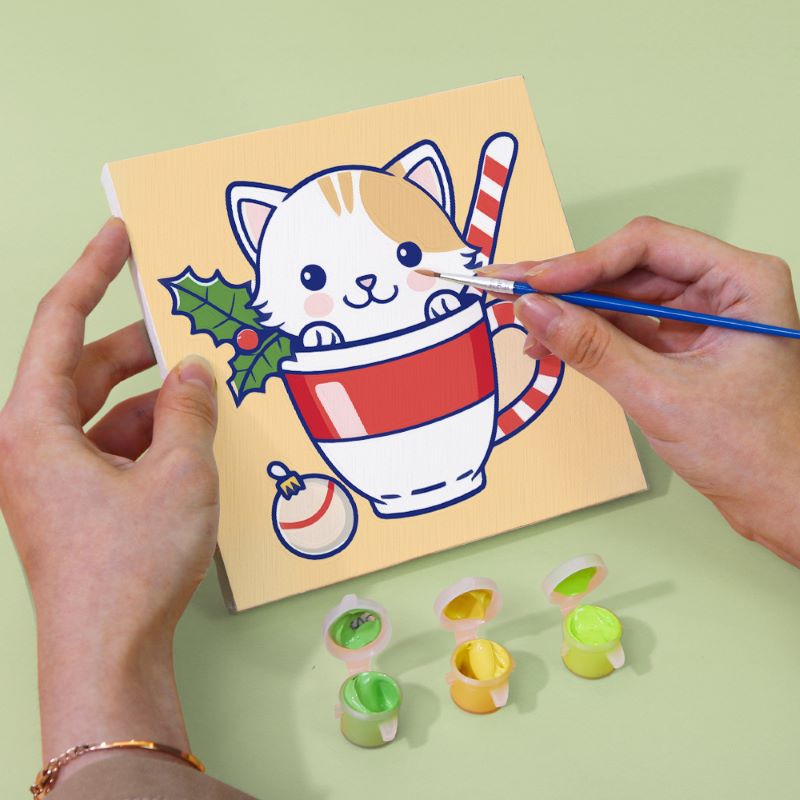 6 Mini Paintings - Christmas Cats