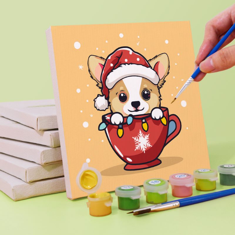 6 Mini Paintings - Christmas Dogs