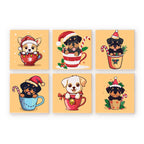 6 Mini Paintings - Christmas Dogs