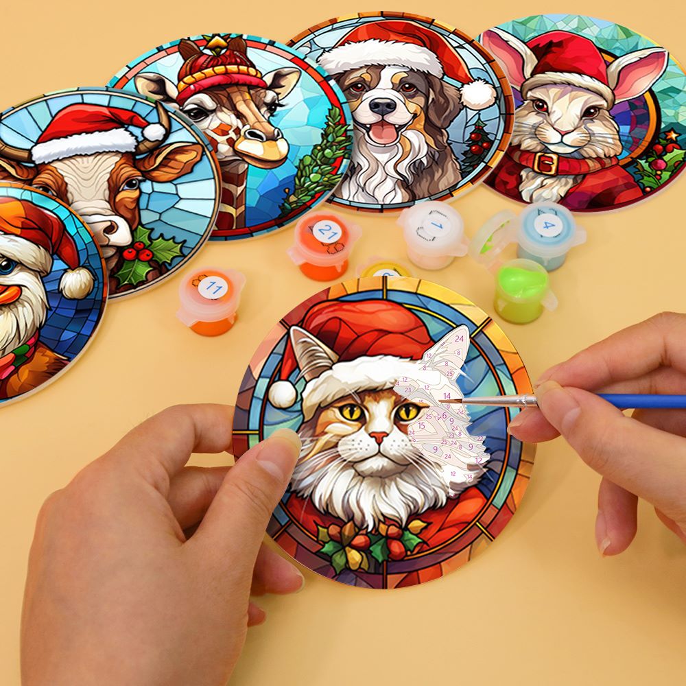 Christmas Coasters | 6 Pieces | Paint by Numbers