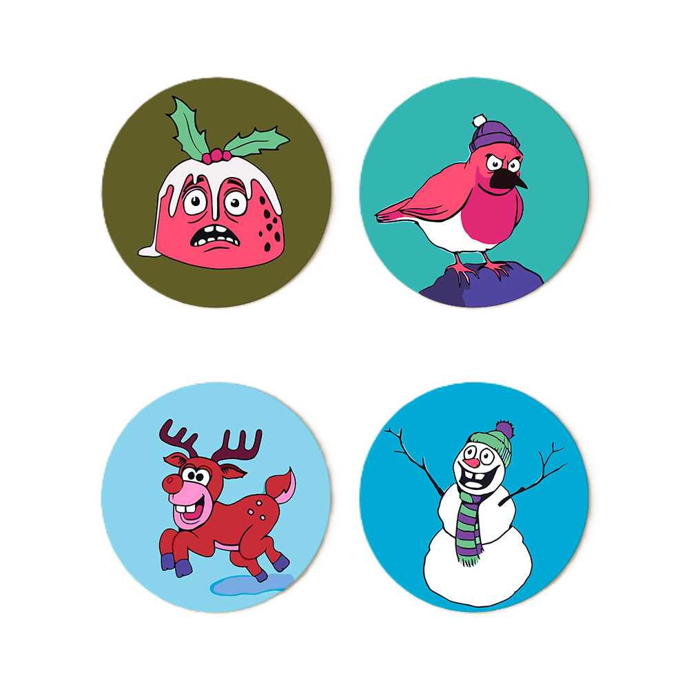 4 Paint by Number Coasters – Crazy Christmas Set