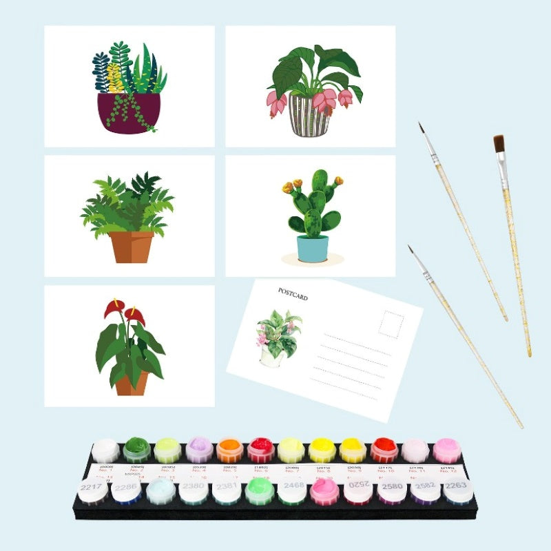 5 Postcards – Houseplants Set | Paint by Number