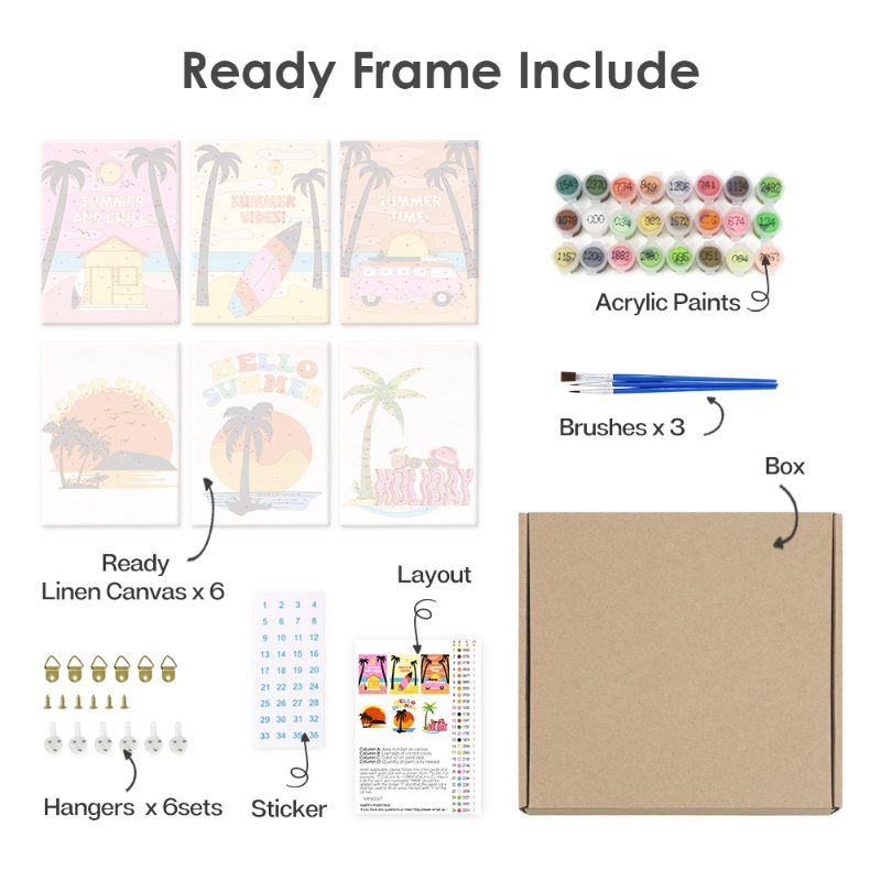 6 Mini Paintings - Summer Set