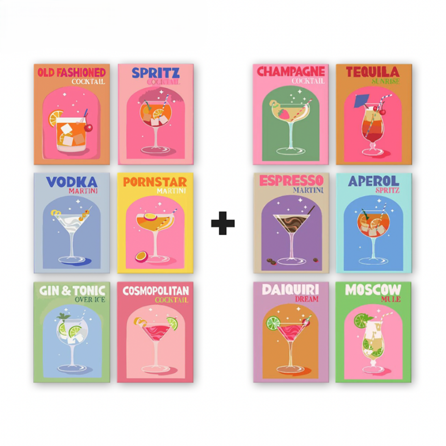 12 Mini Paintings | Colorful Cocktail Bundle