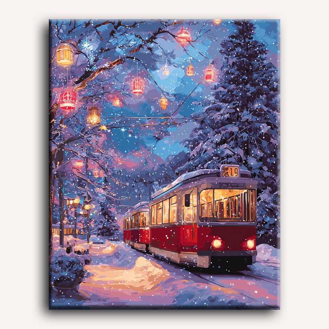 Snowy Tram | Paint by Number