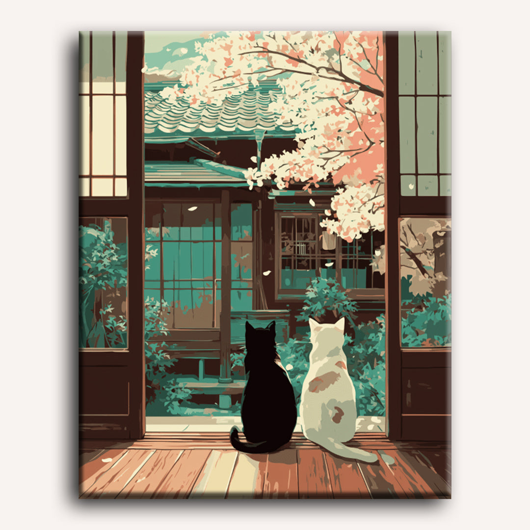 Two cats in Washitsu | Paint by Number