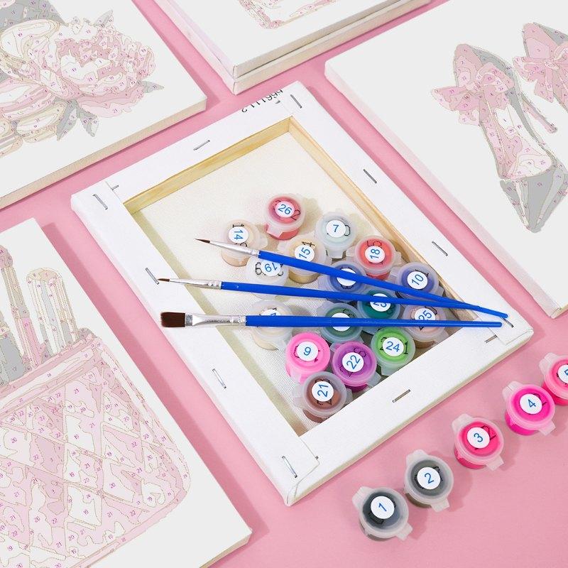 6 Mini Paintings - Pink glamour set