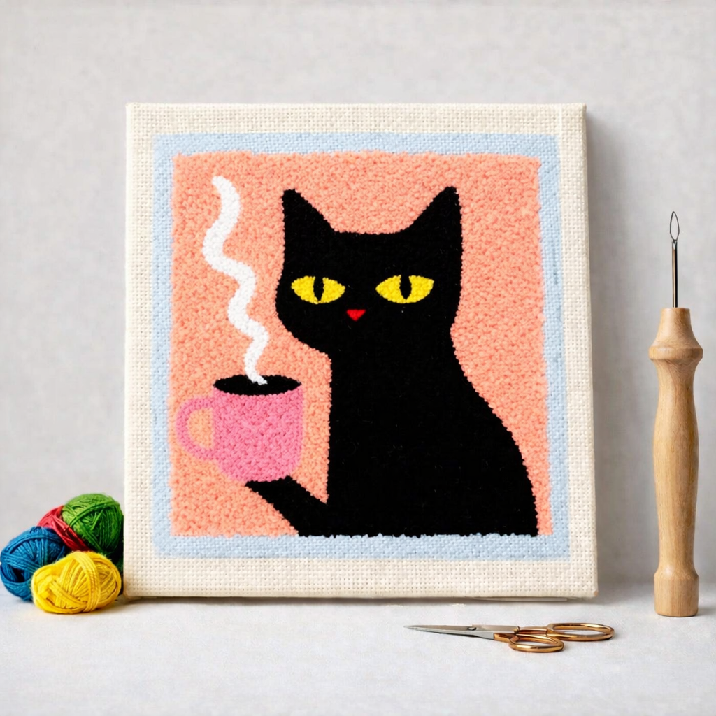 Punch Needle – Cat and Coffee