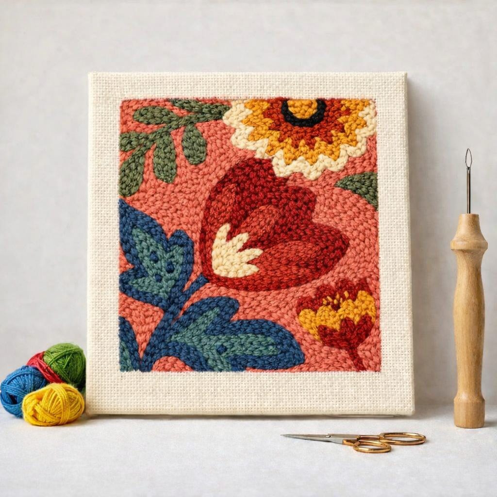 Punch Needle – Floral Heart