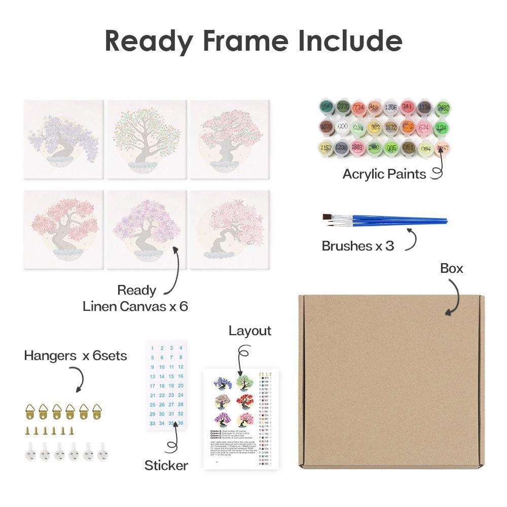 6 Mini Paintings - Colorful Trees Set