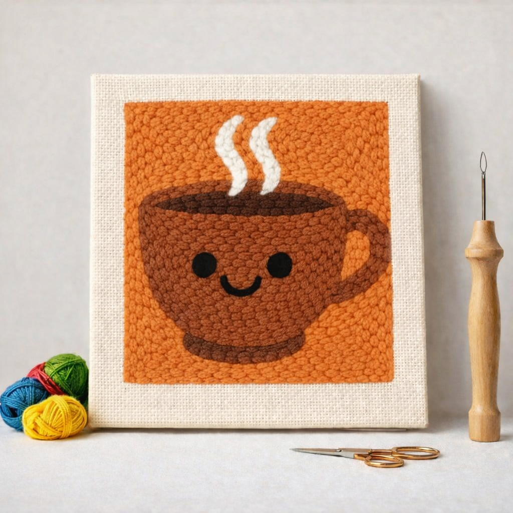 Punch Needle – Hot Cup of Coffee