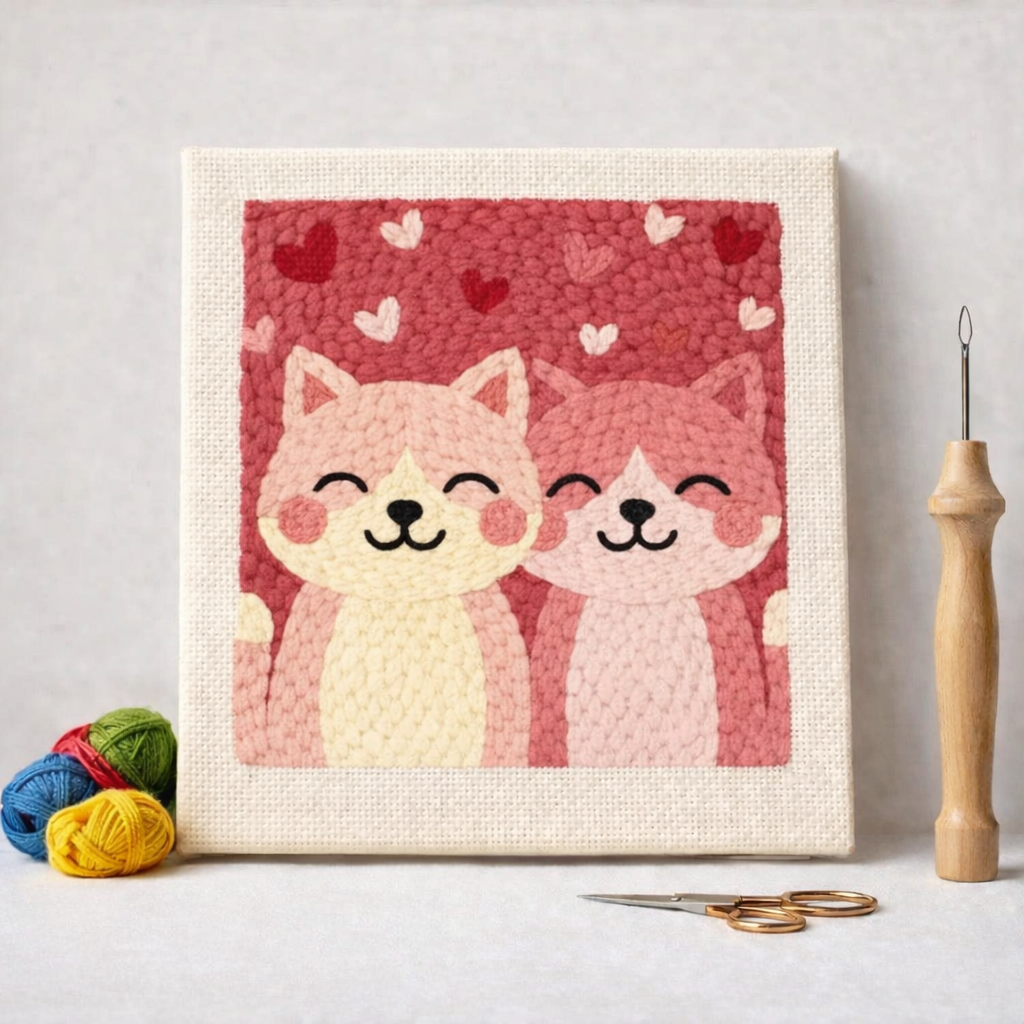 Punch Needle – A Pair of Foxes in Love