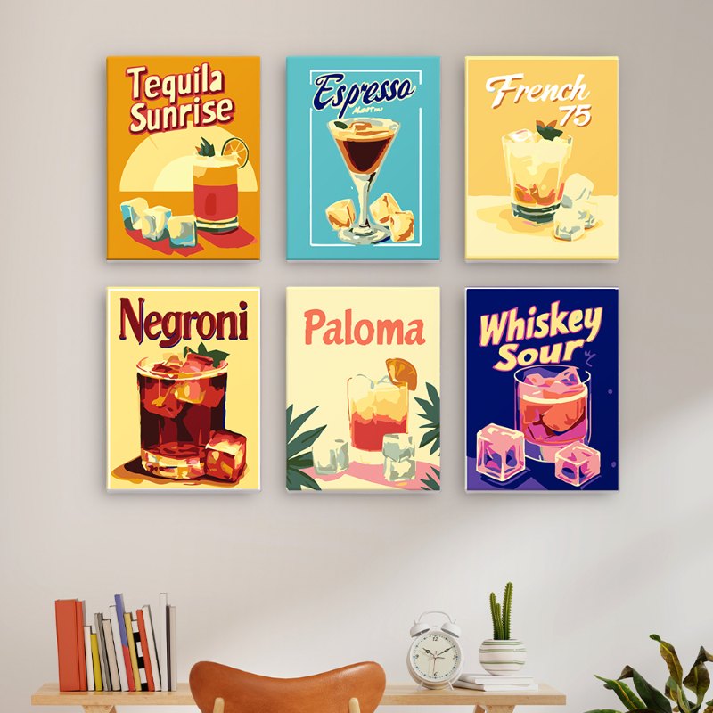6 Mini Paintings - Gorgeous Cocktail Set