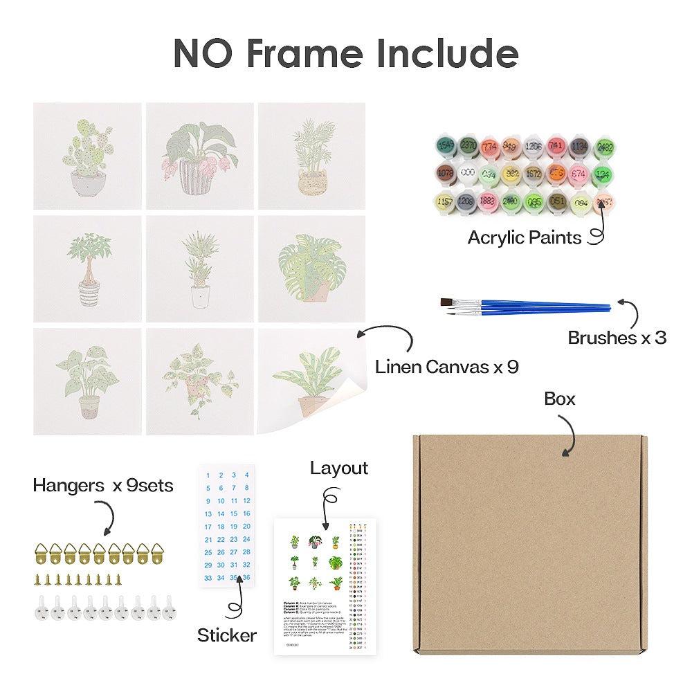 9 Mini Paintings – Indoor Plants Set | Paint by Numbers