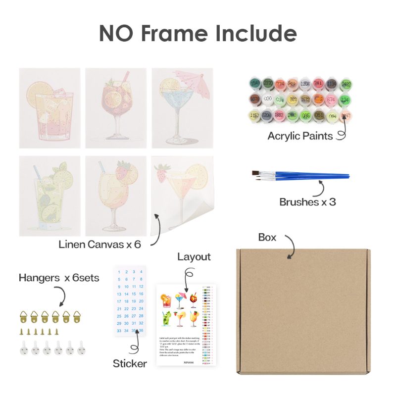 6 Mini Paintings - Summer Cocktail Set