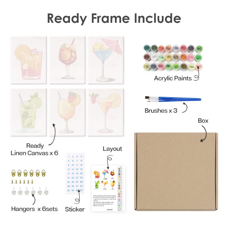6 Mini Paintings - Summer Cocktail Set