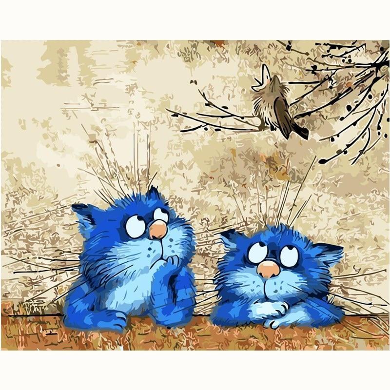 Two Blue Cats | Paint by Numbers
